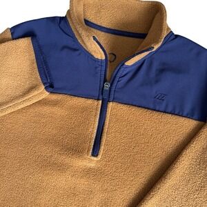 ZYIA Active Fleece 1/4 Zip Sweatshirt Large 12-14 Brown & Navy Blue Trim